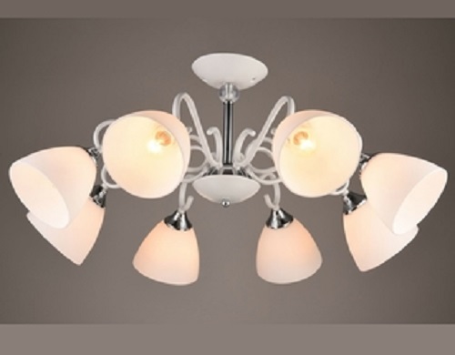 Люстра потолочная восьмирожковая Мелодия Света Е27 Белая фото Люстра потолочная восьмирожковая Мелодия Света Е27 Белая картинка